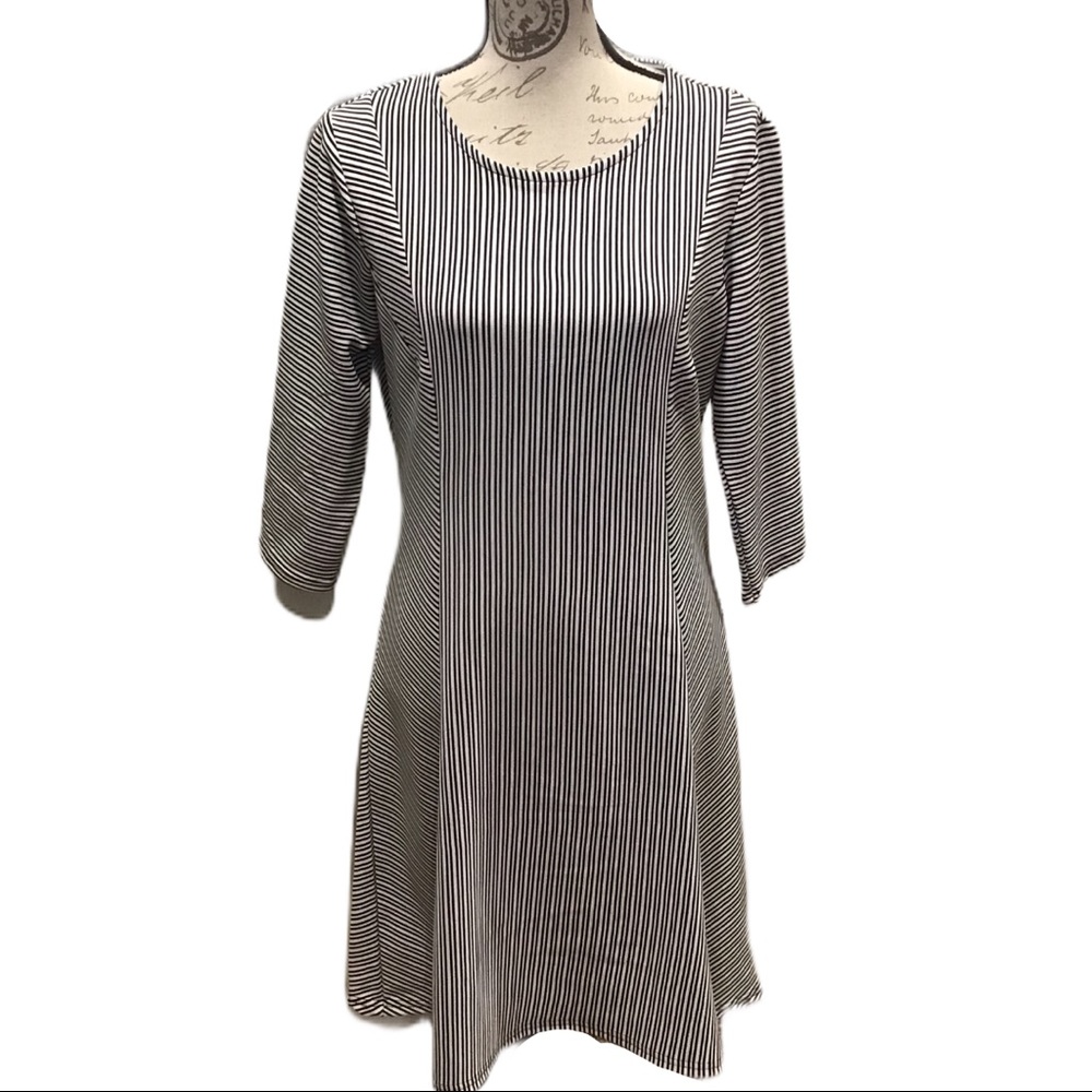 Massini Stripped flare panel dress